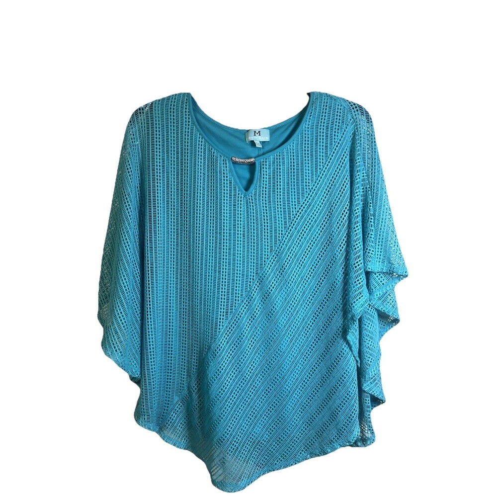 South Main Boutique Double Layered Blue Crochet Boho Chic Women’s Blouse Top XXL